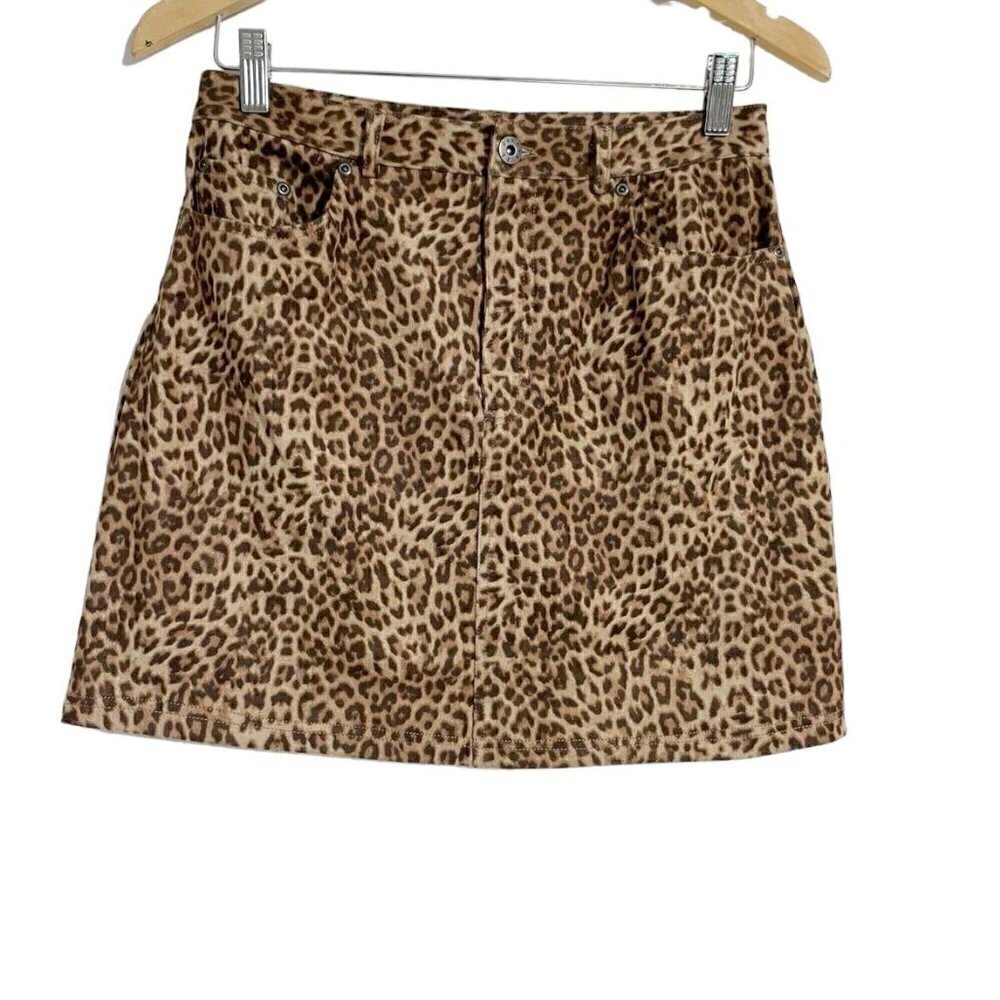 NEW BB Dakota 8 Skirt Here Kitty Brown Animal Print Mini